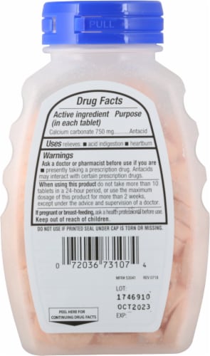 Harris Teeter™ Extra Strength Orange Sugar Free Antacid Chewable Tablets Perspective: back