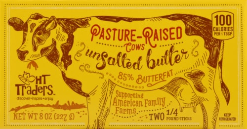 HT Traders™ Pasture-Raised Cows Unsalted Butter Sticks Perspective: back