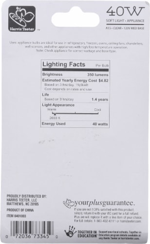 Harris Teeter™ 40 Watt Soft Light Appliance Bulb Perspective: back