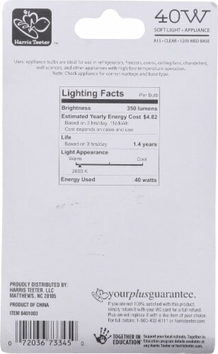 Harris Teeter™ 40 Watt Soft Light Appliance Bulb Perspective: back