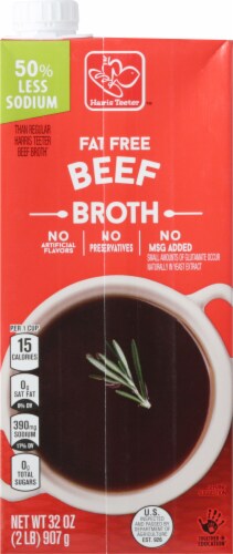 Harris Teeter Less Sodium Fat Free Beef Broth Perspective: back