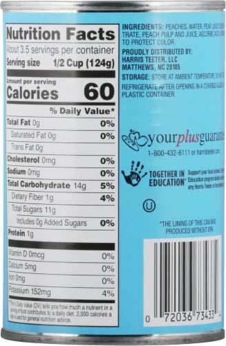 Harris Teeter Yellow Cling 100% Juice Peach Chunks Perspective: back