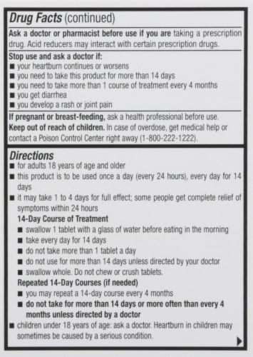 Harris Teeter™ Omeprazole Acid Reducer Tablets Perspective: back
