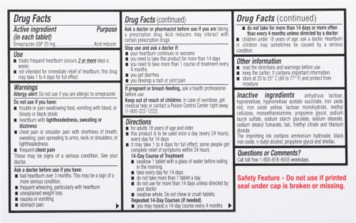 Harris Teeter™ Omeprazole Acid Reducer Tablets Perspective: back