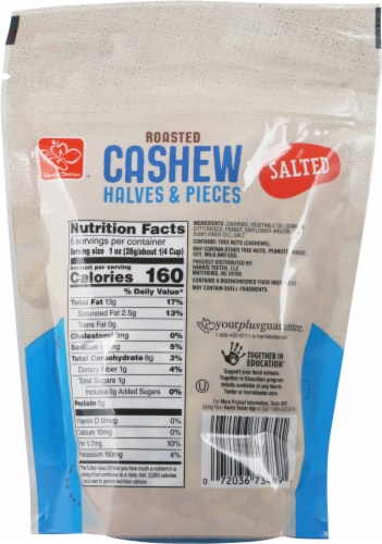 Harris Teeter™ Salted Roasted Cashew Halves & Pieces Perspective: back