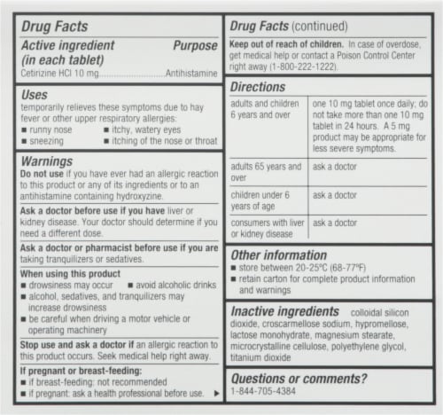 Harris Teeter™ Indoor & Outdoor Allergy Relief Tablets 10 mg Perspective: back