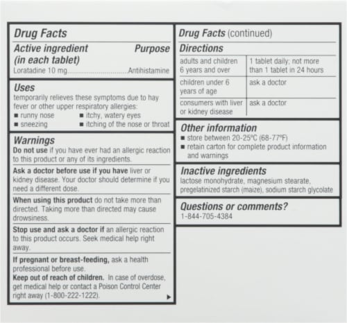 Harris Teeter™ Non Drowsy Allergy Relief Loratadine Tablets 10 mg Perspective: back