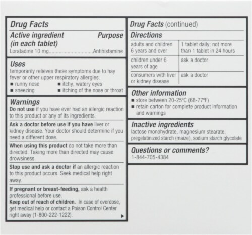 Harris Teeter™ Non Drowsy Allergy Relief Loratadine Tablets 10 mg Perspective: back