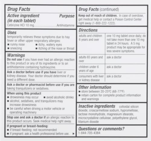 Harris Teeter™ Cetirizine Allergy Relief Tablets Perspective: back