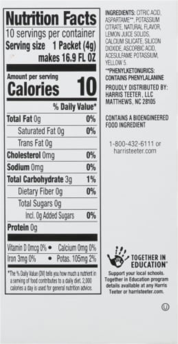 Harris Teeter™ Sugar Free Lemonade Drink Mix (10 Packets) Perspective: back