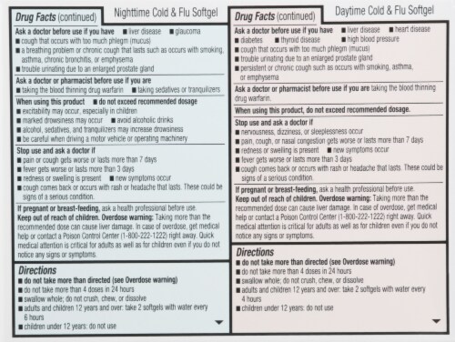 Harris Teeter™ Day/Night Cold and Flu 325mg Acetominophen Softgels Perspective: back