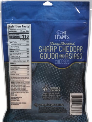 Harris Teeter Traders™ Fancy Shredded Sharp Cheddar Gouda & Asiago Shredded Cheese Blend Perspective: back