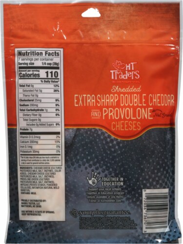 Harris Teeter Traders™ Extra Sharp Double Cheddar & Provolone Shredded Cheese Blend Perspective: back
