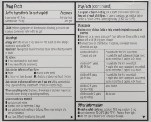 Harris Teeter™ Multi System Relief Anti Diarrhea/Ani Gas Loperamide Simethico Tablets Perspective: back