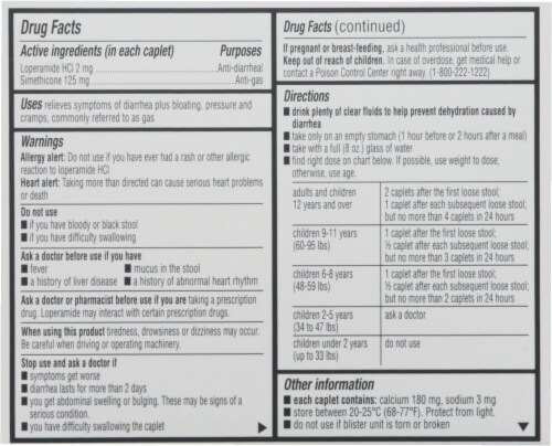 Harris Teeter™ Multi-Sympton Relief Anti Diarrheal/Anti Gas Lopermide Simthicon Tablets Perspective: back