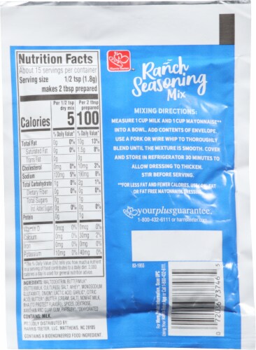 Harris Teeter™ Ranch Seasoning Mix Salad Dressing Mix Perspective: back