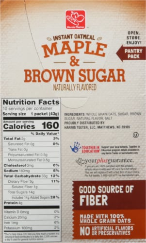 Harris Teeter Maple And Brown Sugar Instant Oatmeal