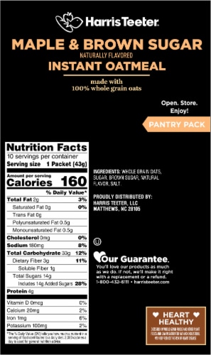 Harris Teeter™ Maple & Brown Sugar Instant Oatmeal Perspective: back