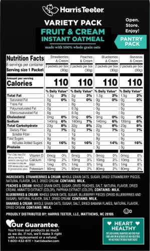 Harris Teeter® Naturally Flavored Fruit & Cream Instant Oatmeal Variety Pack Perspective: back