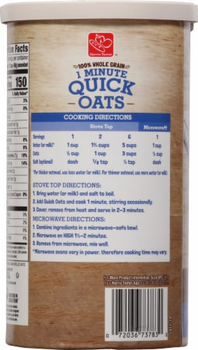 Harris Teeter™ 100% Whole Grain 1 Minute Quick Oats Perspective: back