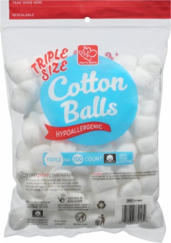 Harris Teeter™ Hypoallergenic Triple Size Cotton Balls Perspective: back