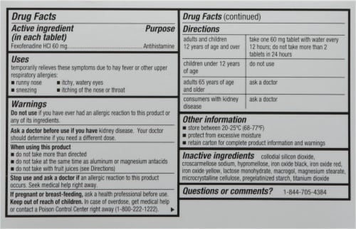 Harris Teeter® Allergy Relief Antihistamine Tablets 60mg Perspective: back