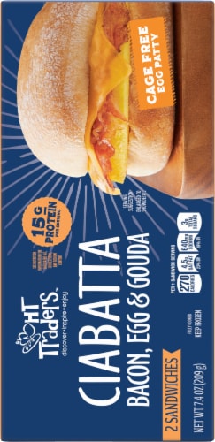 HT Traders™ Ciabatta Bacon Egg & Gouda Breakfast Sandwiches Perspective: back