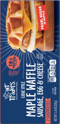 HT Traders™ Liege Style Maple Waffle Sausage Egg & Cheese Breakfast Sandwiches Perspective: back