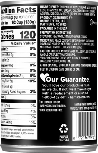 Harris Teeter® No Salt Added Light Red Kidney Beans Perspective: back