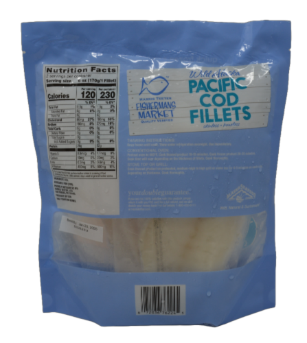 Harris Teeter Fishermans Market Wild Alaska Skinless Boneless Pacific Cod Fillets Perspective: back