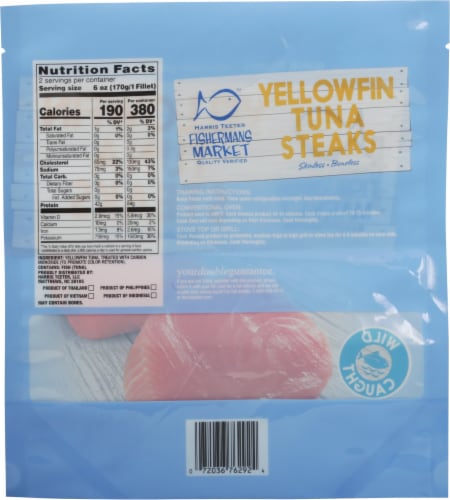 Harris Teeter Fishermans Market Skinless Boneless Yellowfin Tuna Steaks Perspective: back