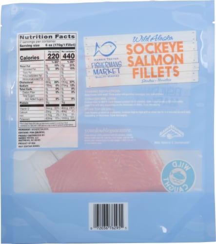 Harris Teeter Fishermans Market Wild Alaska Skinless Boneless Sockeye Salmon Fillets Perspective: back