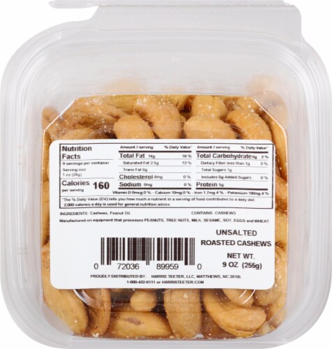 Harris Teeter Farmers Market™ Unsalted Roasted Cashews Perspective: back