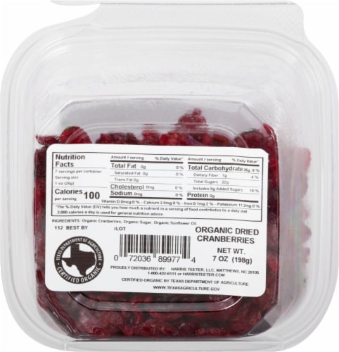 Harris Teeter Farmers Market™ Organic Dried Cranberries Perspective: back