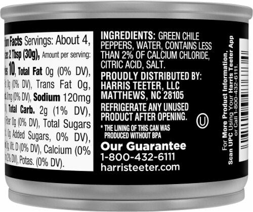 Harris Teeter® Mild Diced Green Chiles Perspective: back