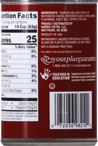 Harris Teeter™ No Salt Added Tomato Sauce Perspective: back