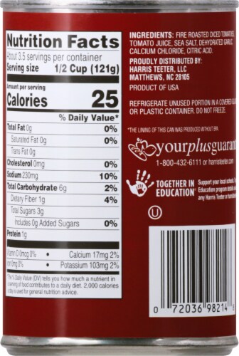 Harris Teeter™ Fire Roasted Diced Tomatoes in Tomato Juice with Garlic Perspective: back
