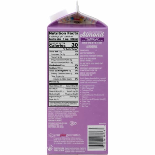 Harris Teeter™ Unsweet Vanilla Almondmilk Perspective: back
