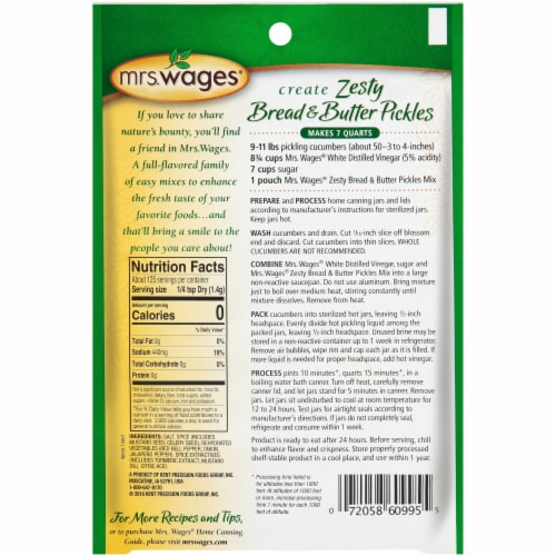 Mrs Wages Zesty Bread Butter Pickle Mix 6 2 Oz Kroger