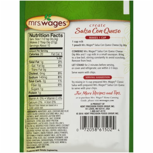 Mrs. Wages® Medium Salsa Con Queso Cheese Dip Mix Perspective: back