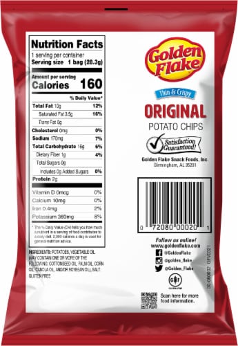 Golden Flake® Thin & Crispy Potato Chips Perspective: back