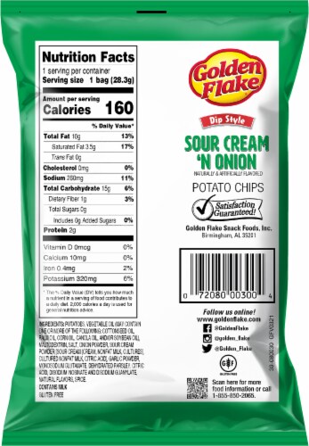 Golden Flake Sour Cream & Onion Potato Chips Perspective: back