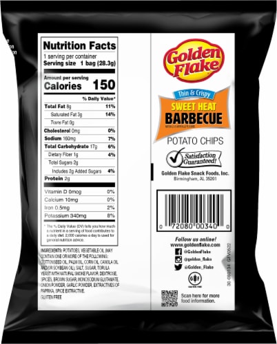 Golden Flake® Sweet Heat Barbeque Chips Perspective: back