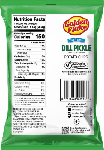 Golden Flake Dill Pickle Flavored Thin & Crispy Chips Perspective: back