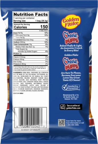 Golden Flake® Cheese Puffs Perspective: back