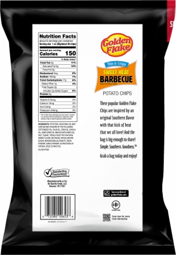 Golden Flake® Sweet Heat Barbeque Potato Chips Perspective: back