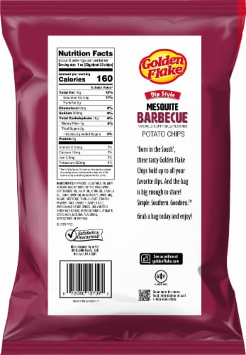 Golden Flake® Mesquite BBQ Potato Chips Perspective: back