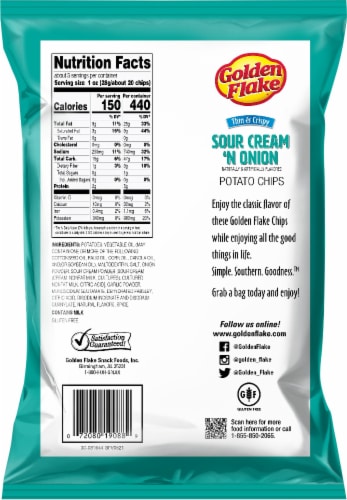 Golden Flake® Thin & Crispy Sour Cream 'N Onion Potato Chips Perspective: back