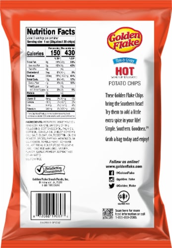 Golden Flake® Thin & Crispy Hot Potato Chips Perspective: back