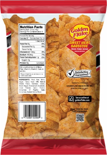 Golden Flake Sweet Heat Barbecue Chicharrones Fried Pork Skins Perspective: back